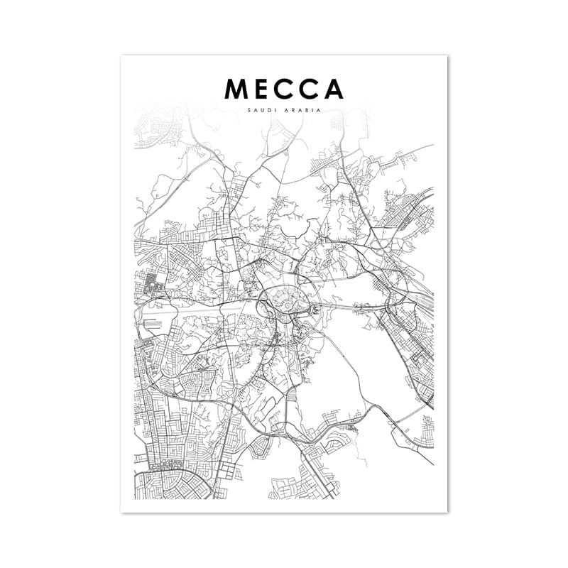 Mecca Line Map Wall Print