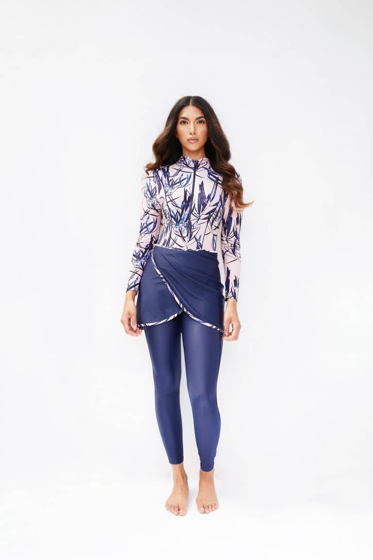 Modest Trendy botonical blue pink Burkini