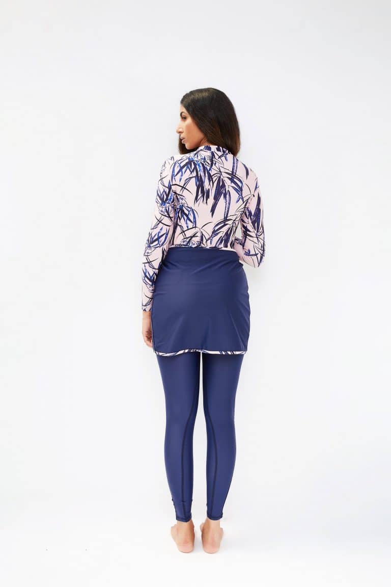 Modest Trendy botonical blue pink Burkini