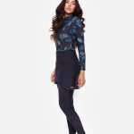 Modest Trendy Botonical Navy Blue Burkini