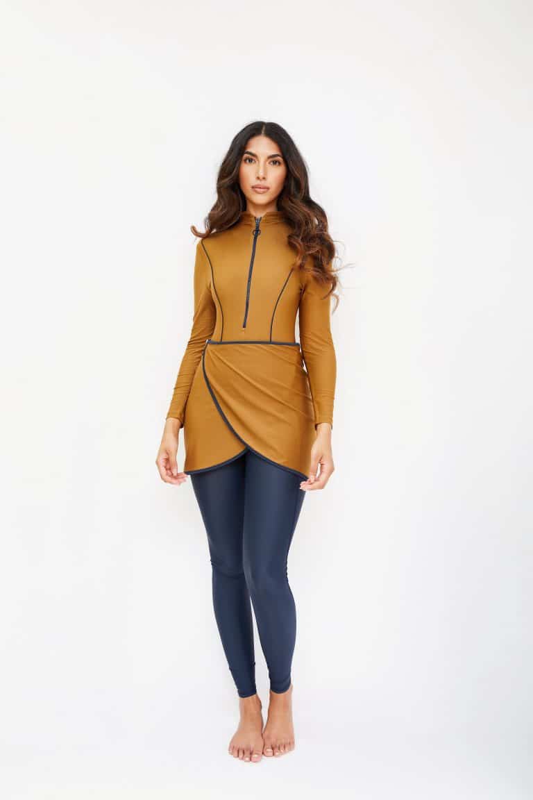 Modest Trendy Orange Navy Blue Burkini