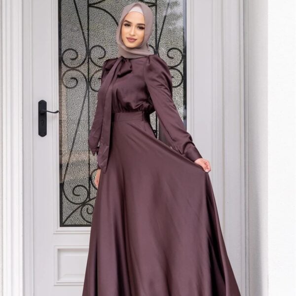 Purple Modest Satin Dress